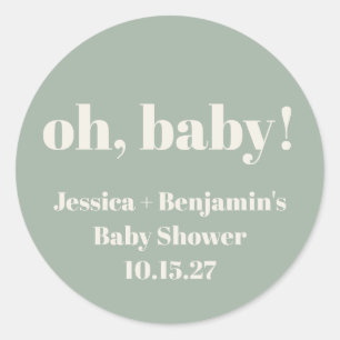 Moderne Schattigee Sage Groene Baby shower Aangepa Ronde Sticker