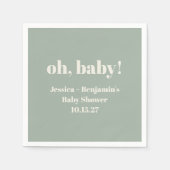 Moderne Schattigee Sage Groene Baby shower Aangepa Servet (Voorkant)