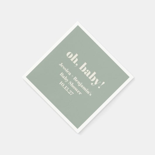 Moderne Schattigee Sage Groene Baby shower Aangepa Servet (Hoek)