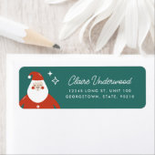 Moderne Schattigee Santa Claus Blauwgroen groen re Etiket (Insitu)