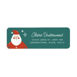 Moderne Schattigee Santa Claus Blauwgroen groen re Etiket
