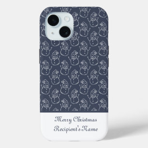 Moderne Schattigee Sneeuwman Custom Merry Christma iPhone 15 Case