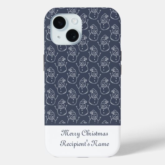 Moderne Schattigee Sneeuwman Custom Merry Christma Case-Mate iPhone Case (Achterkant)