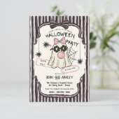 Moderne Schattigee Spooky Ghost Halloween Kostuumf Kaart (Staand voorkant)