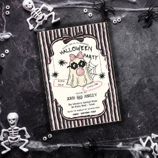 Moderne Schattigee Spooky Ghost Halloween Kostuumf Kaart