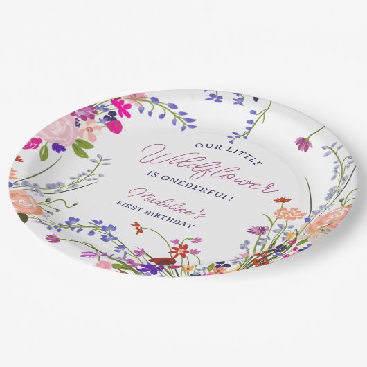 Moderne Schattigee Spring Boho Wildflower Eerste V Papieren Bordje (Gekanteld)