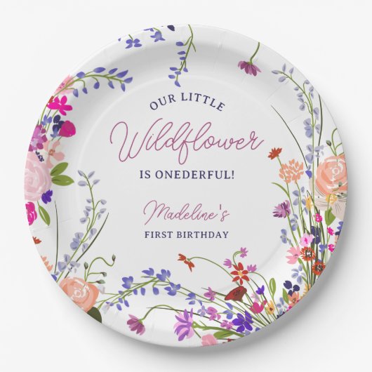 Moderne Schattigee Spring Boho Wildflower Eerste V Papieren Bordje (Voorkant)