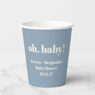 Moderne Schattigee Stoffige Blauwe Baby shower Aan Papieren Bekers
