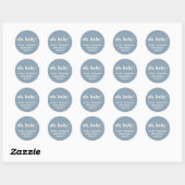 Moderne Schattigee Stoffige Blauwe Baby shower Aan Ronde Sticker (Vel)
