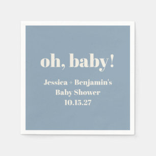 Moderne Schattigee Stoffige Blauwe Baby shower Aan Servet