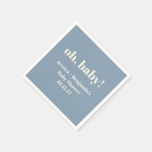 Moderne Schattigee Stoffige Blauwe Baby shower Aan Servet (Hoek)