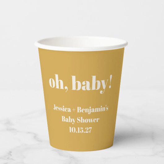 Moderne Schattigee Stoffige Geel Baby shower Aange Papieren Bekers (Voorkant)