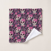 Moderne Schattigee Sugar Skull Kleurrijke Gotische Bad Handdoek (Wasdoekje)