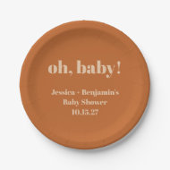 Moderne Schattigee Terracotta Baby shower Aangepas Papieren Bordje