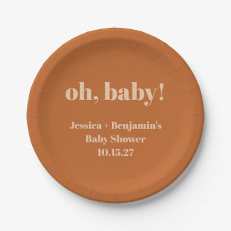 Moderne Schattigee Terracotta Baby shower Aangepas Papieren Bordje