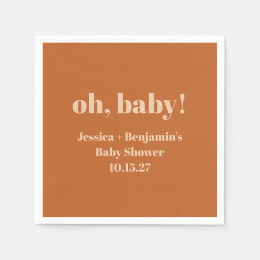 Moderne Schattigee Terracotta Baby shower Aangepas Servet (Voorkant)