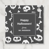 Moderne Schattigee Typografie Witte schedel Happy  Bedankjes Labels (Achterkant)