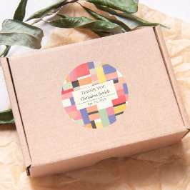 Moderne Schattigee Vivid Color Block Pensioen Dank Ronde Sticker