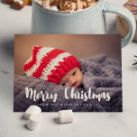 Moderne Schattigee vrolijke kerstfotokaart Feestdagenkaart<br><div class="desc">Een moderne borsteldoopvonttypografie voor dit verpersoonlijkbare collectie van de vakantiefoto kaarten.</div>