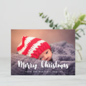 Moderne Schattigee vrolijke kerstfotokaart Feestdagenkaart (Staand voorkant)