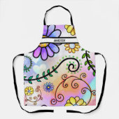 Moderne Schattigee Waterverf Bloemennaam Schort (Voorkant)