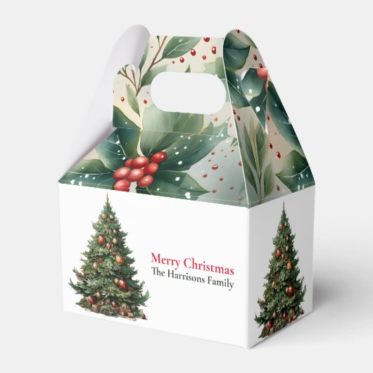Moderne Schattigee Waterverf kerstboomwensen Bedankdoosjes (Achterkant)