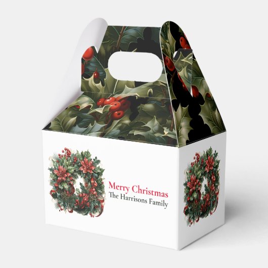 Moderne Schattigee Waterverf kerstkranswensen Bedankdoosjes (Achterkant)