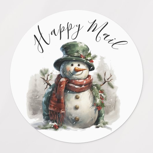 Moderne Schattigee Waterverf Kerstsneeuw man Wense Labels (Design 1)