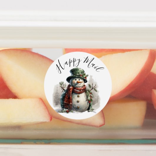 Moderne Schattigee Waterverf Kerstsneeuw man Wense Labels (Aangebracht)