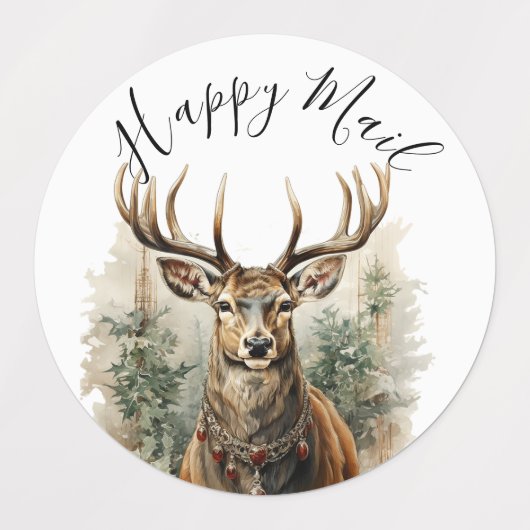 Moderne Schattigee Waterverf rustieke kerstrendier Labels (Design 2)