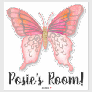 Moderne Schattigee Waterverf Vlinder Roze Oranje k Sticker