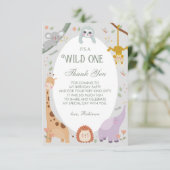 Moderne Schattigee Wild One Safari Dieren 1e Verja Bedankkaart (Staand voorkant)