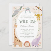 Moderne Schattigee Wild One Safari Dieren 1e Verja Kaart (Voorkant)