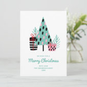 Moderne Schattigee winterboom | Prettige kerstgroe Feestdagenkaart (Staand voorkant)