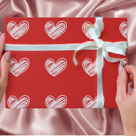 Moderne Schattigee witte rode harten Elegante roma Cadeaupapier