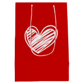 Moderne Schattigee witte rode harten Elegante roma Medium Cadeauzakje (Achterkant)