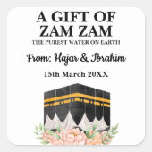 Moderne Schattigee Zam Zam Muslim Water Hajj Umrah Vierkante Sticker (Voorkant)
