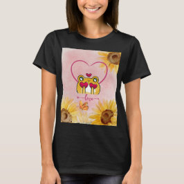 Moderne Schattigee Zonnebloem Romance, Kikkers in  T-shirt