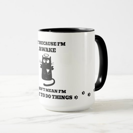 Moderne Schattigee zwarte kat Mok (Voorkant rechts)