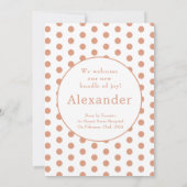 Moderne Schattigeste Hallo Baby Peach Welkom Aankondiging (Achterkant)
