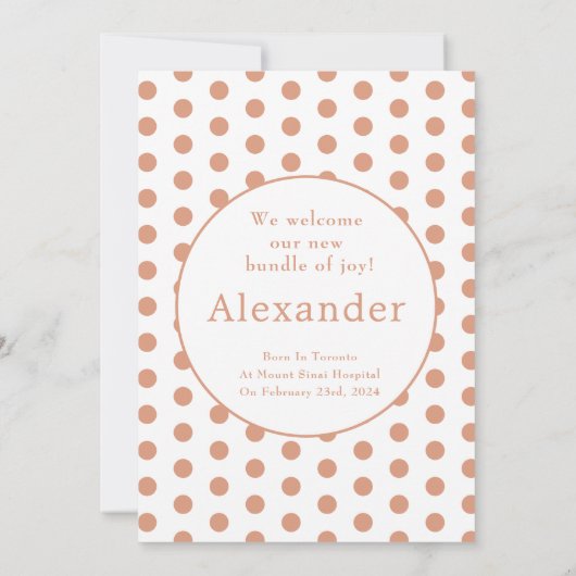 Moderne Schattigeste Hallo Baby Peach Welkom Aankondiging (Achterkant)