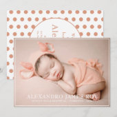 Moderne Schattigeste Hallo Baby Peach Welkom Aankondiging (Voorkant / Achterkant)