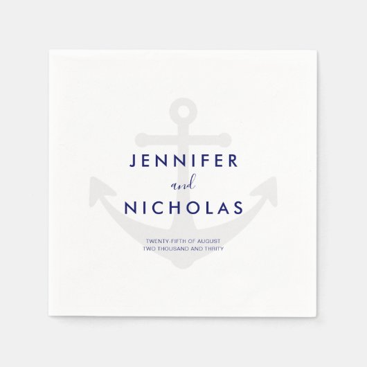 Moderne scheepsanker bruiloft servet (Voorkant)