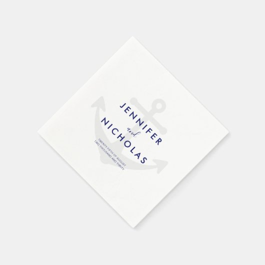 Moderne scheepsanker bruiloft servet (Hoek)