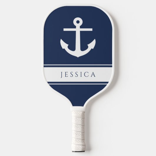 Moderne scheepsanker marineblauw pickleball paddle (Voorkant)