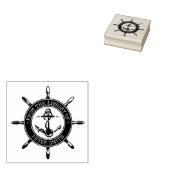 Moderne scheepswiel bibliotheek anker boek rubberstempel (Gestempeld)
