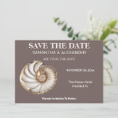 Moderne schelp save the date trouwkaart kaart (Staand voorkant)