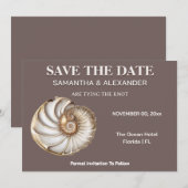 Moderne schelp save the date trouwkaart kaart (Voorkant / Achterkant)