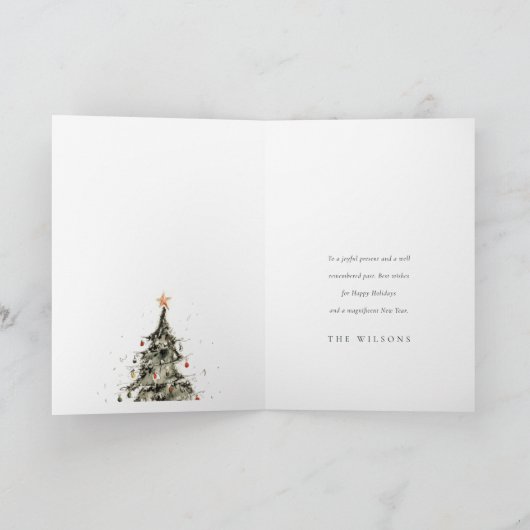 Moderne Schets Kerstboom Cadeaus Vakantiewenskaart Feestdagen Kaart (Binnen)