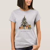 Moderne schetsmatige Waterverf kerstboom cadeaus T-shirt (Voorkant)
